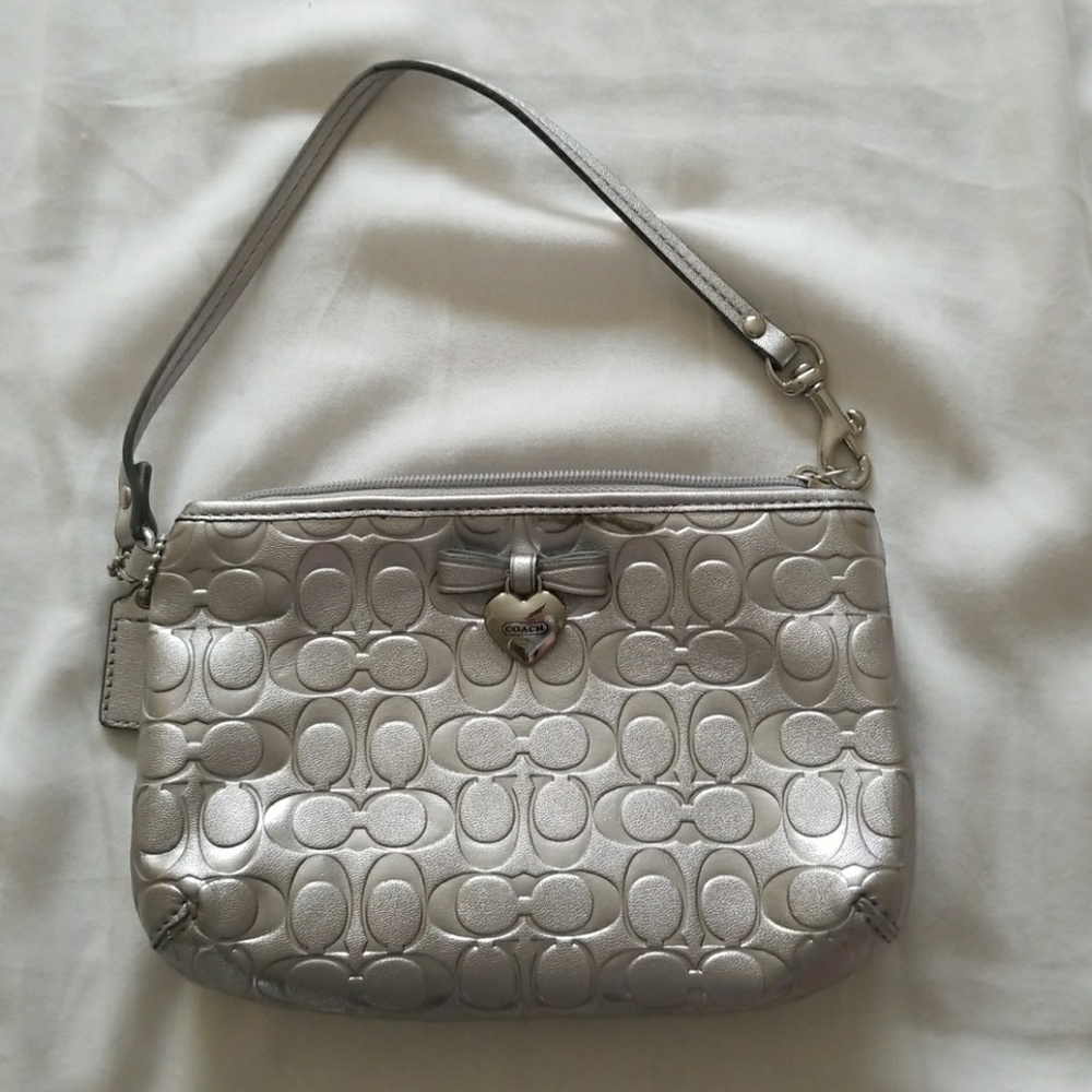 Silver Coach Wristlet/clutch